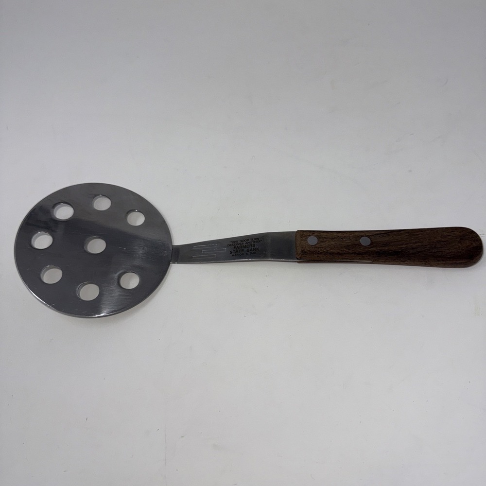 Vintage Vernco 4" Round Stainless Pancake Patty Wood Handle Spatula Turner SD
